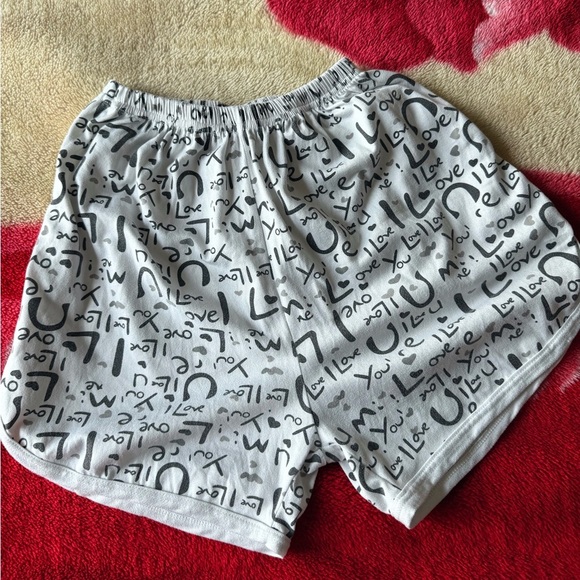 Gray Shorts with Black Graphic Print - Picture 2 of 4